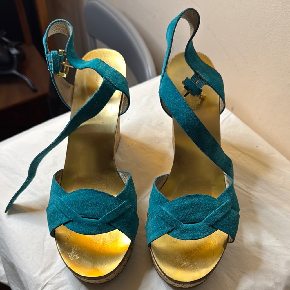 Elegant Teal Strappy Women's Heels